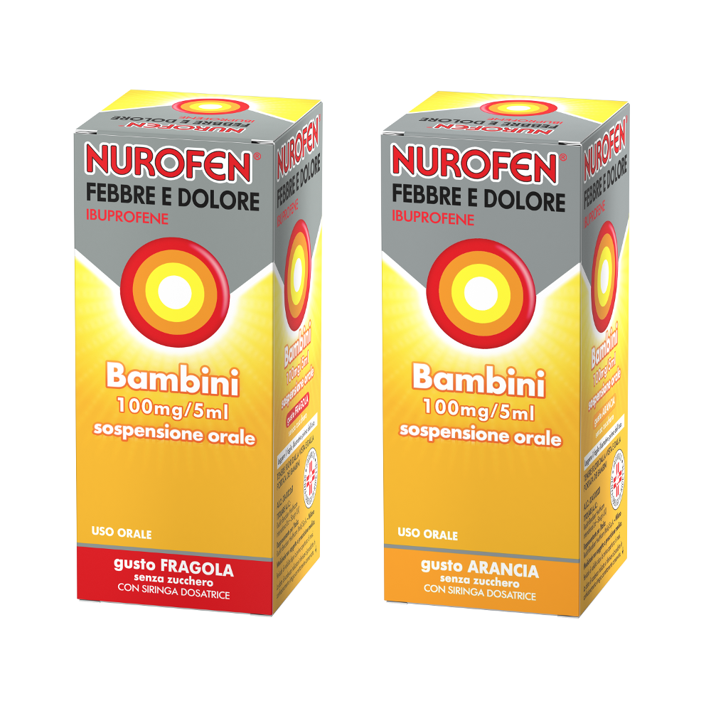 Nurofen Febbre e Dolore Bambini 100mg/5ml150 ml Ibuprofene, gusti